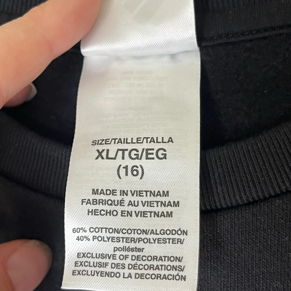 Adidas Girls Pink White Black Colorblock Pullover Sweatshirt Size XL 16 - Picture 4 of 4